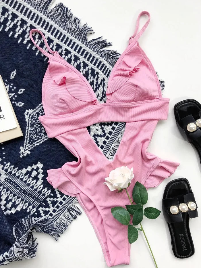 2 Pieces Swimsuit For Women Summer Beach Bikini With Floral Print & Mesh Cover-Up - Allen-Fitness