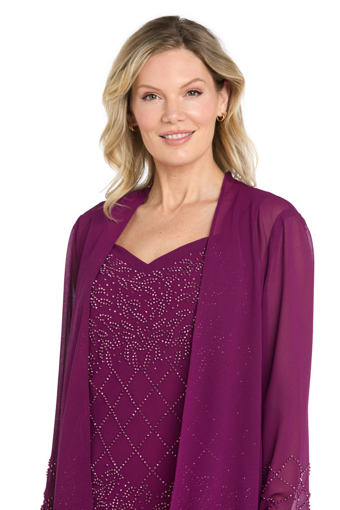 3-Piece Georgette Pantsuit with Caviar Beading