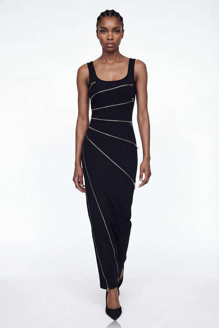 Aloysius Zipper Sleeveless Maxi Dress