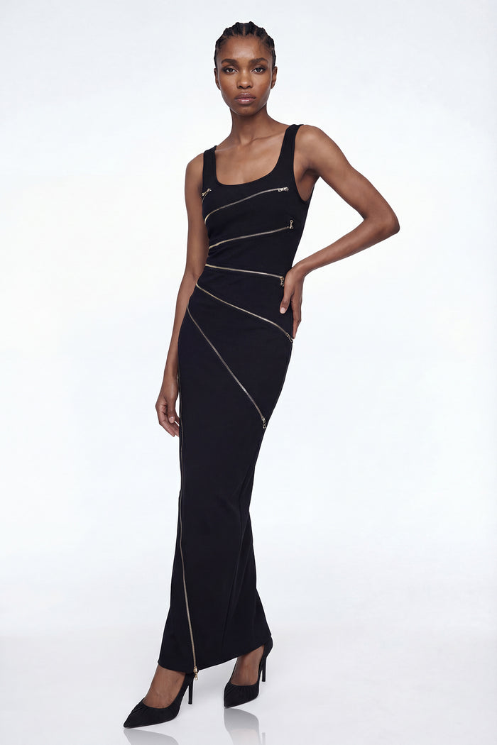 Aloysius Zipper Sleeveless Maxi Dress
