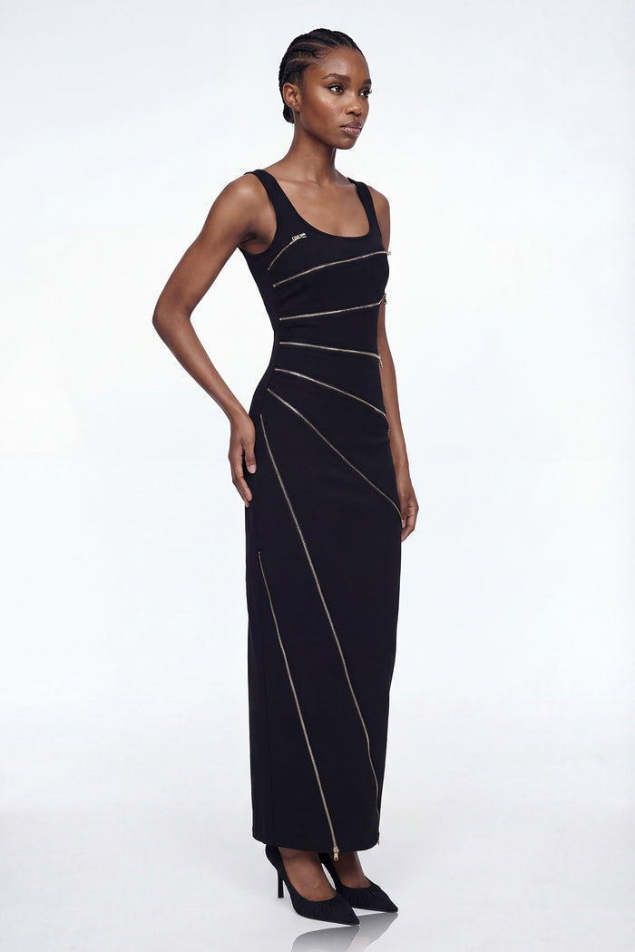 Aloysius Zipper Sleeveless Maxi Dress
