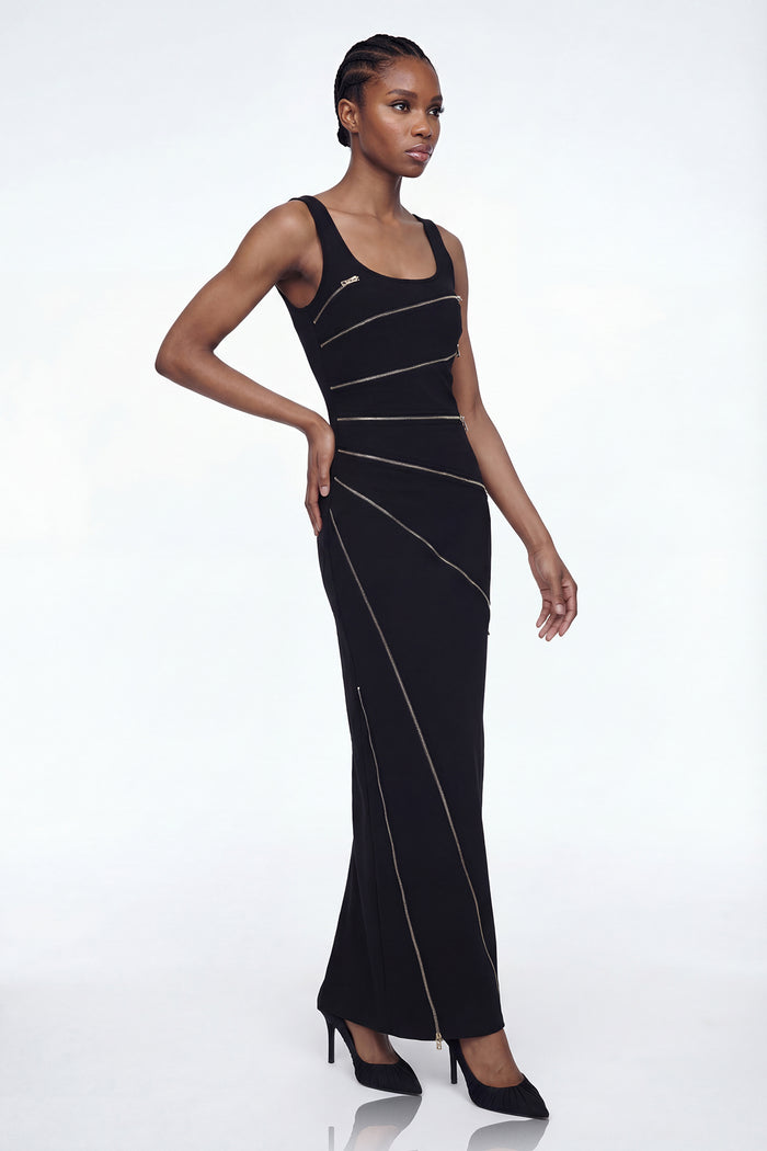 Aloysius Zipper Sleeveless Maxi Dress