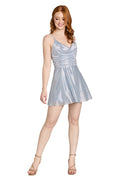 Alyssa Metallic Cowl Neck Fit and Flare Dress