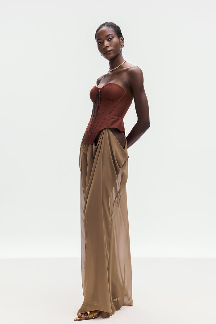 Ardelis Strapless Corset Lace Up Maxi Dress