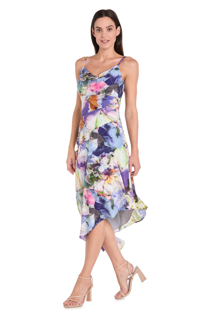 Asymmetrical Printed Midi Dress