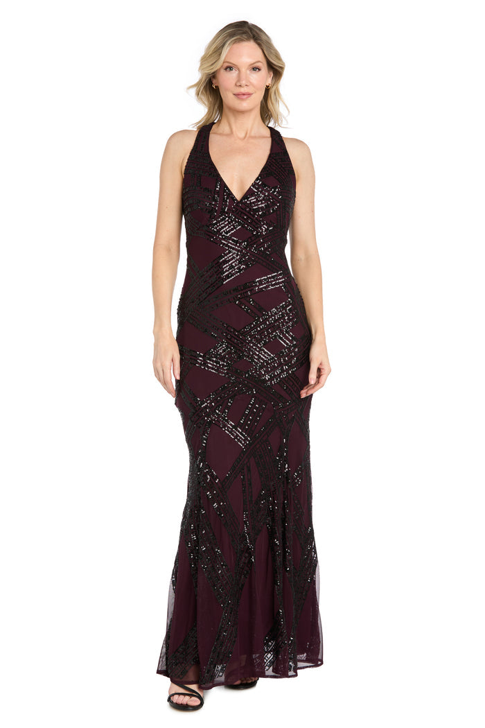 Beaded Halter Mermaid Gown with Godet Skirt - Petite