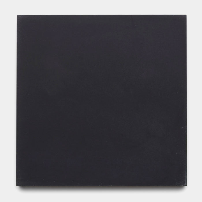The Black 8x8 tile by vendor-unknown is a large, square, matte black cement tile with subtle texture and solid finish—ideal for kitchen backsplashes or bathroom floors, shown here on a crisp white background.