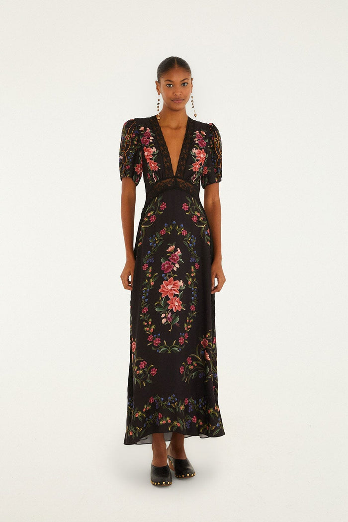 Black Belle Garden  Maxi Dress