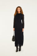 Black Embroidered Sheer Sleeve Maxi Dress