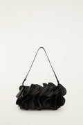 Black Leather Shoulder Flower Bag