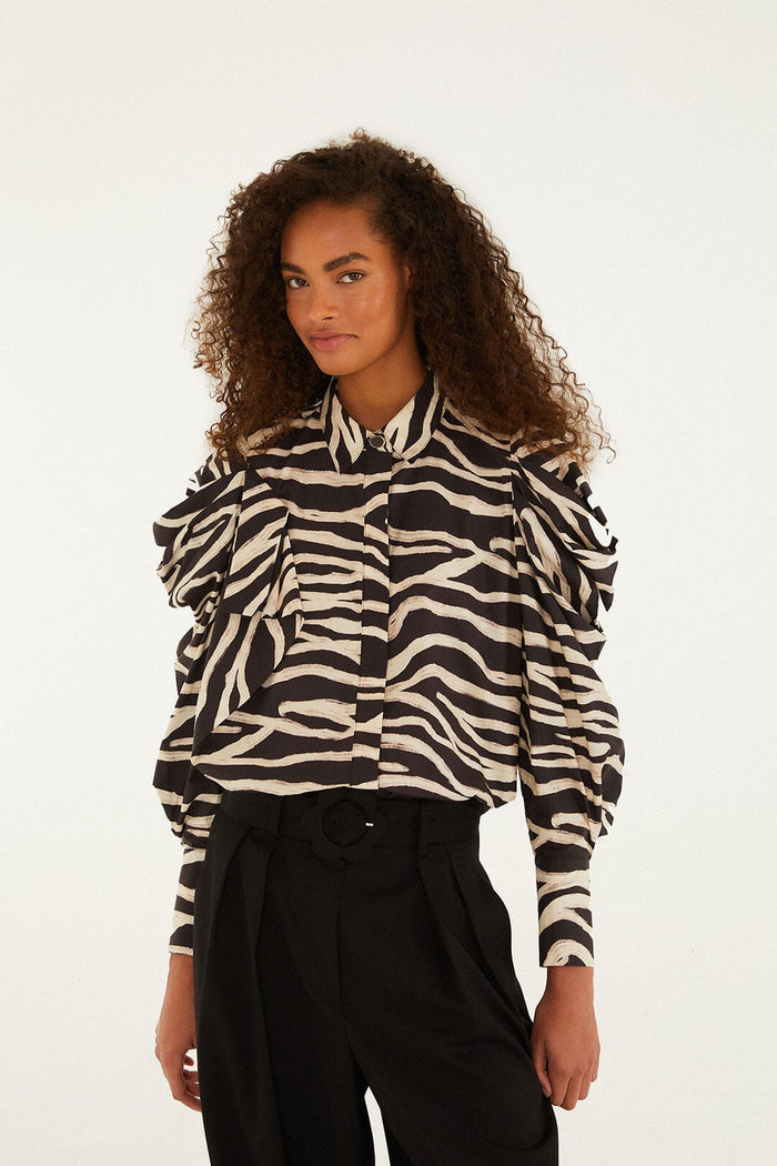 Black Tropical Zebra Shirt