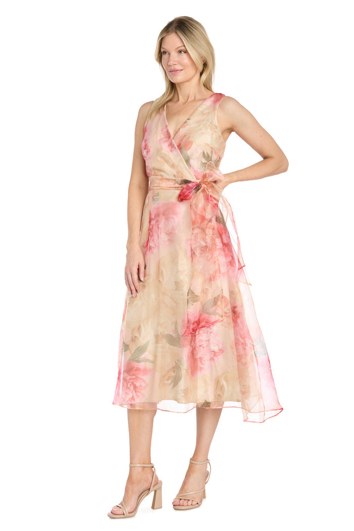 Blush Floral Organza Midi Dress