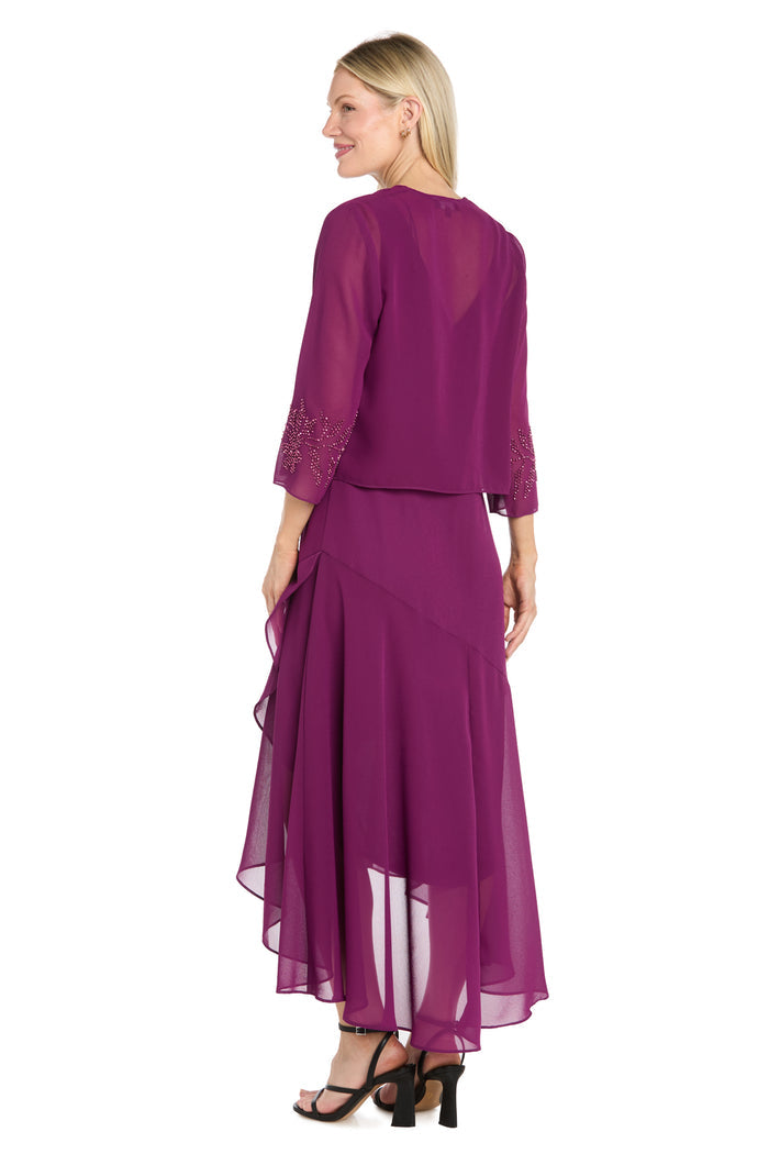 Celeste Beaded Jacket Dress with Tiered Skirt