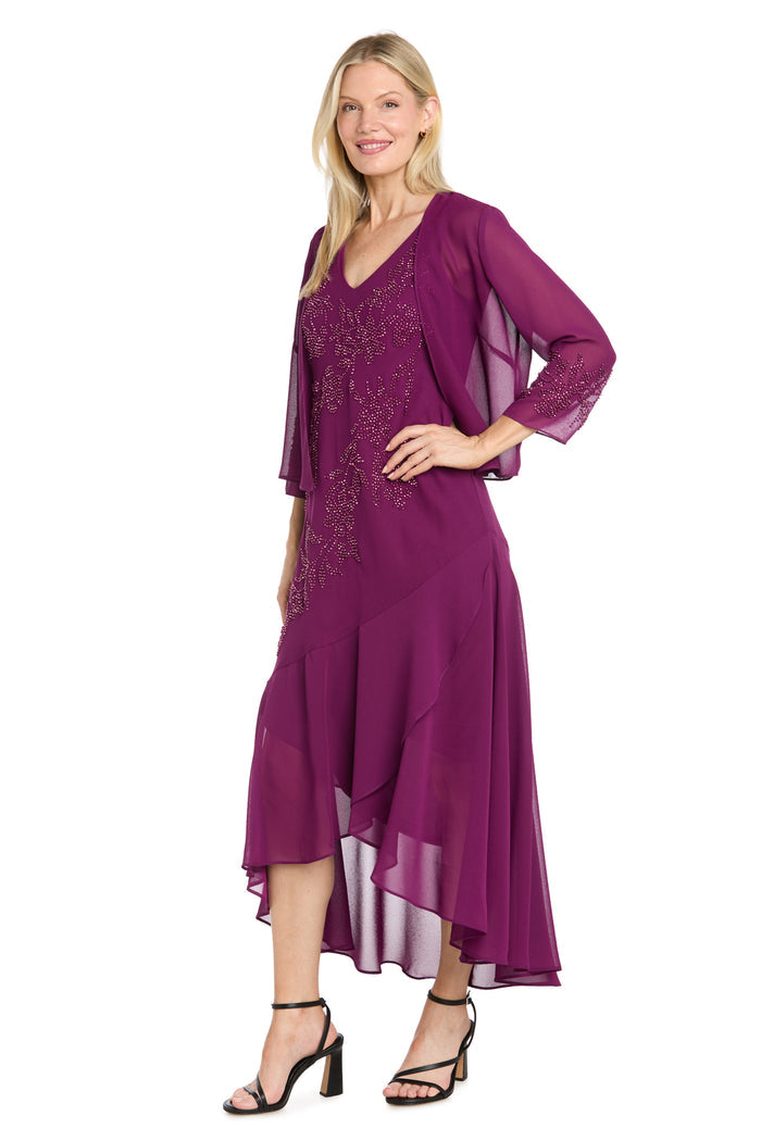Celeste Beaded Jacket Dress with Tiered Skirt