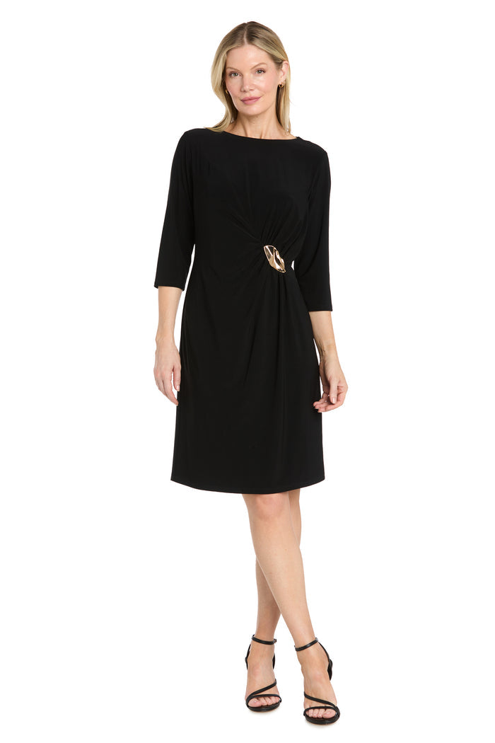 Classic Jersey Side Drape Dress with Hardware Detail - Petite