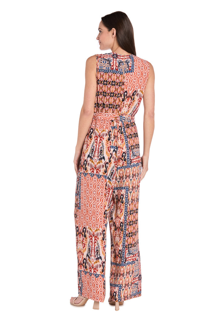 Copper & Denim Patterned Cross-Over Jumpsuit