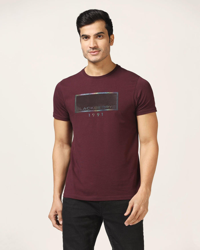 Crew Neck Biking Red Solid T-Shirt - Mambo - Blackberrys