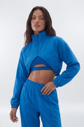 Core Nylon Cropped Windbreaker Sports Jacket - Blue - Premium Fitness & Activewear for Men & Women|UK