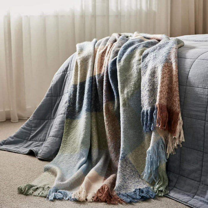 Madras Link Dana Brushed Check Throw - Spruce | Koop.co.nz