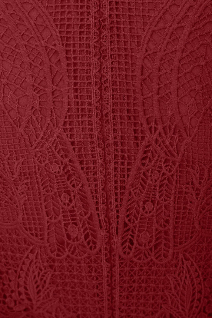 Dark Magenta Guipire Cut-Out Midi Dress