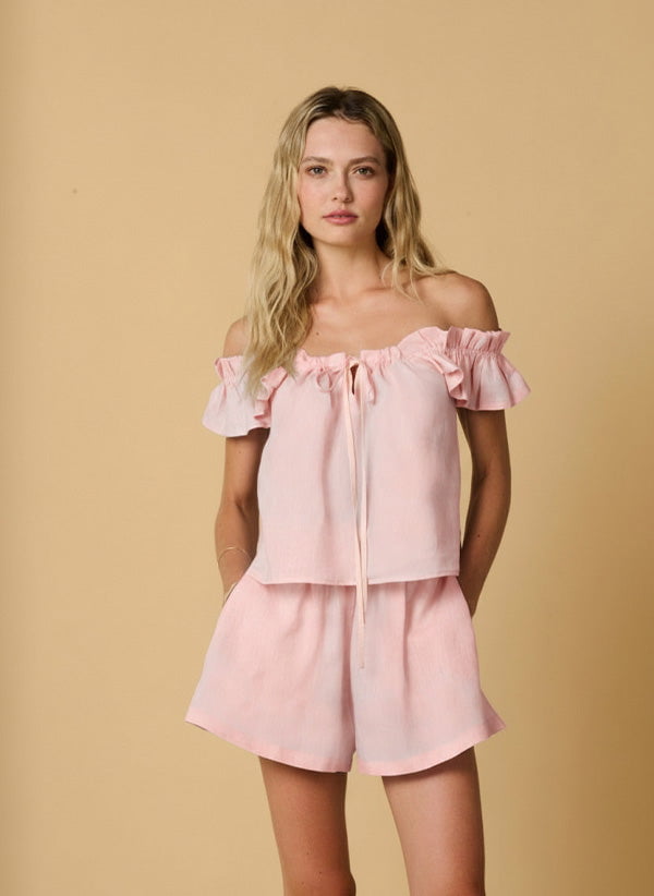 Shorts Apoella Dione Linen Shorts Pink Apoella