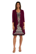 Double Border Puff Print Ity Jacket Dress