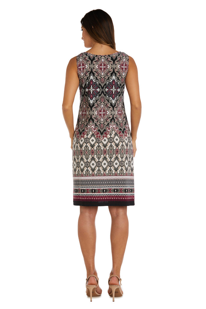 Double Border Puff Print Ity Jacket Dress