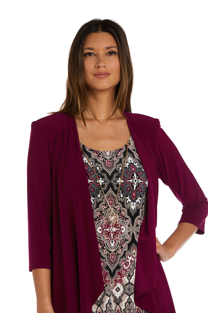 Double Border Puff Print Ity Jacket Dress