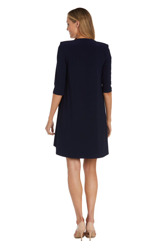Double Border Puff Print Ity Jacket Dress