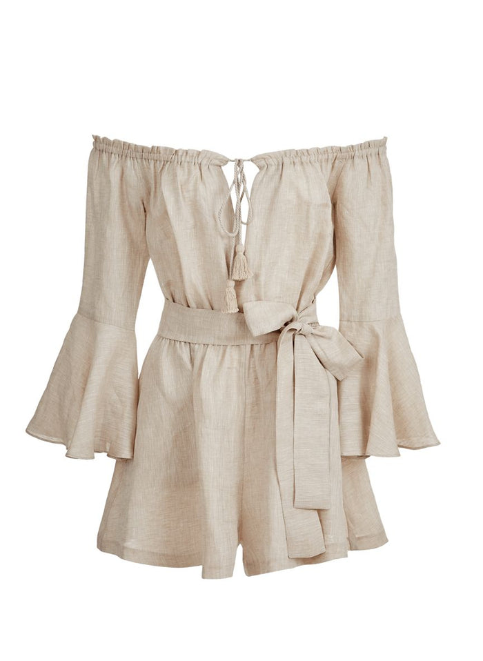 Playsuit Apoella Electra Linen Off Shoulder Playsuit Beige Apoella