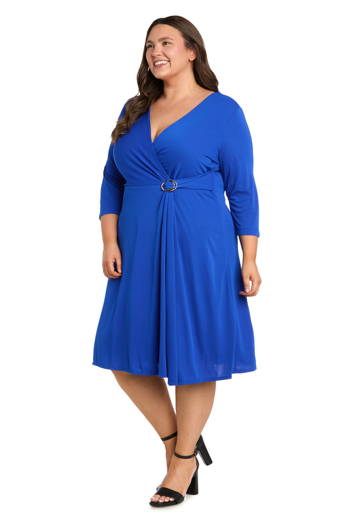 Elena Sapphire Ring Detail Dress - Plus