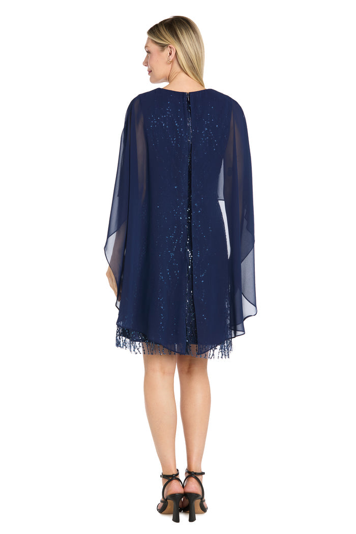 Embellished Cape Overlay Dress - Petite