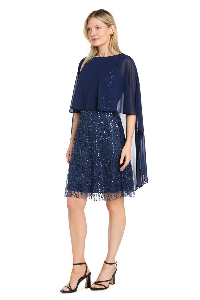 Embellished Cape Overlay Dress - Petite