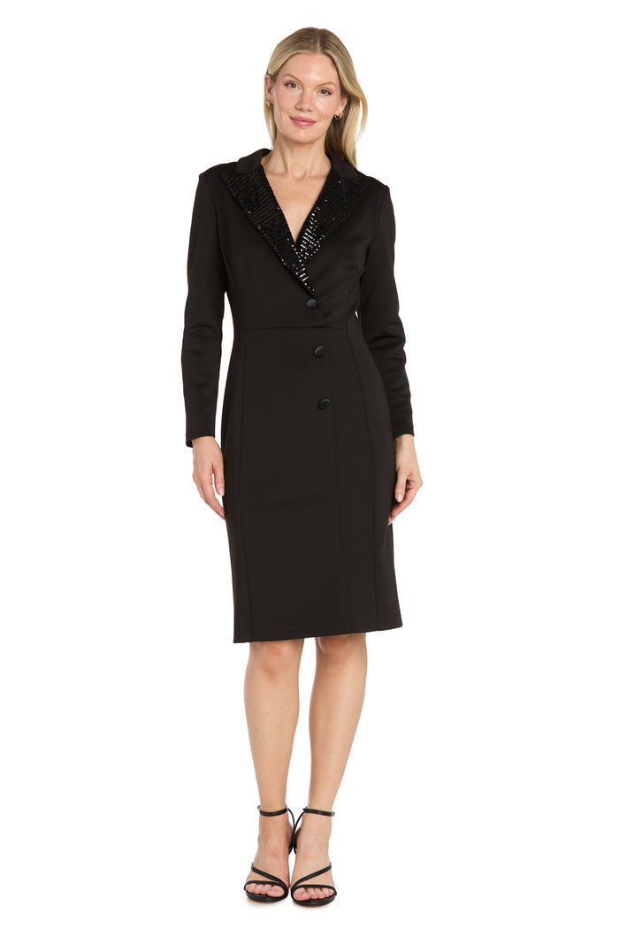 Embellished Tuxedo Sheath Dress