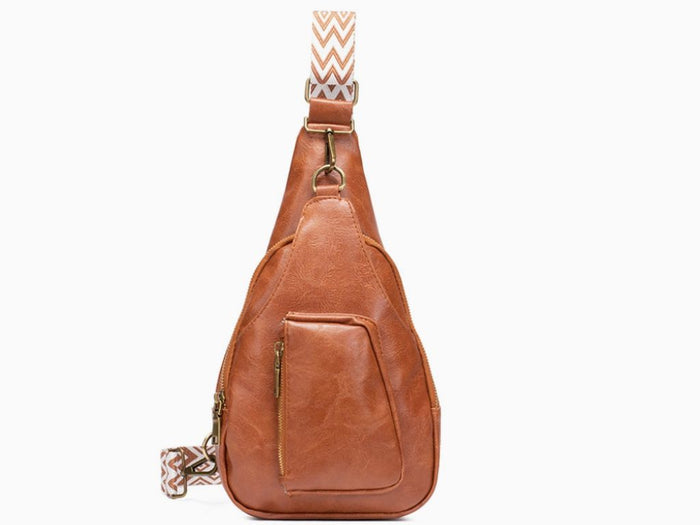 Embroidered Strap Sling Crossbody Bag