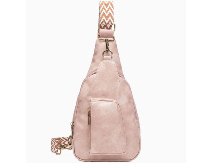 Embroidered Strap Sling Crossbody Bag