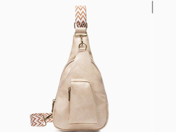 Embroidered Strap Sling Crossbody Bag