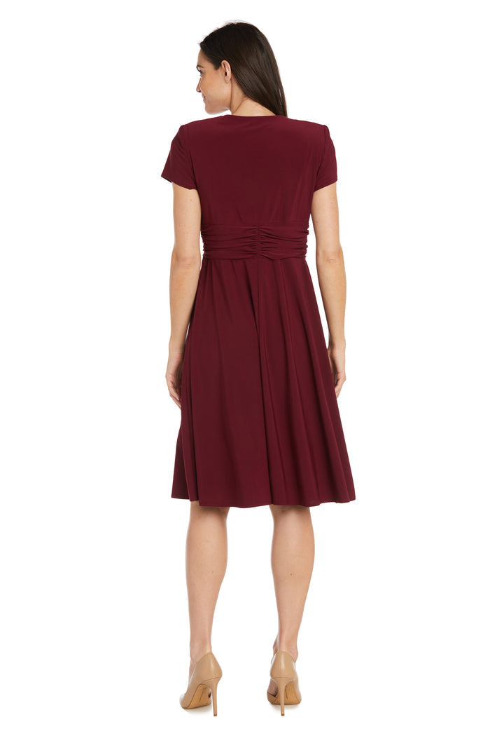 Faux Wrap Dress with Waist Embellishment - Petite