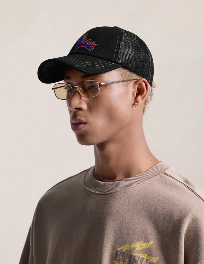 Flaming Seagull Embroidery Trucker Cap