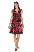 Floral Wrap V-Neck Sleeveless Dress
