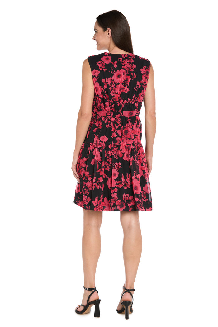 Floral Wrap V-Neck Sleeveless Dress