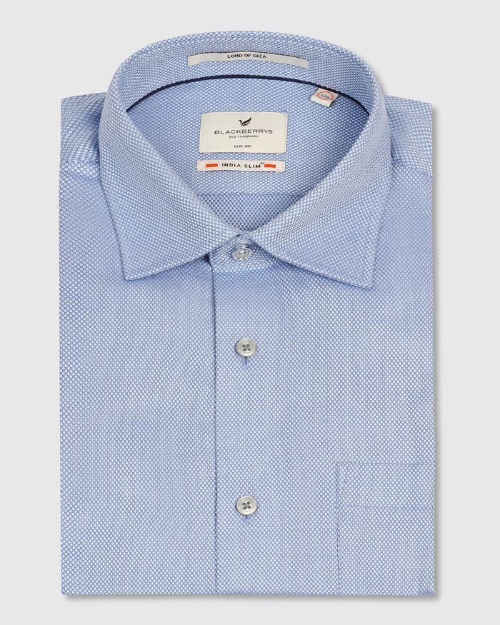 Formal Mid Blue Textured Shirt - Quent