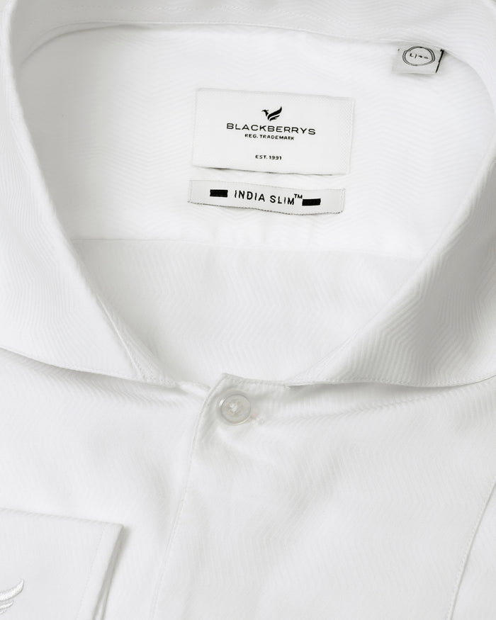 Formal Super White Textured Shirt - Plot
