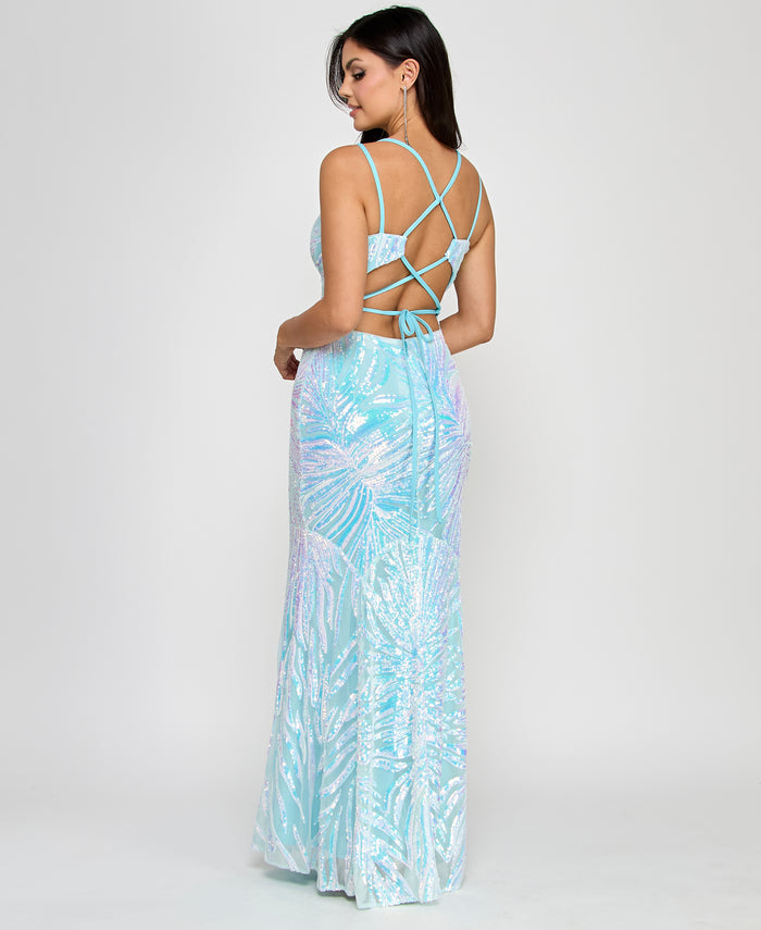 Francesca Feathered Sequin Gown