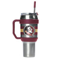 Gametime Sidekicks Seminole Logo Stripe Design 40oz Stainless Steel Tumbler - Silver