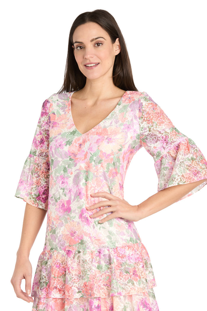 Ivory Blossom Lace Ruffle Dress