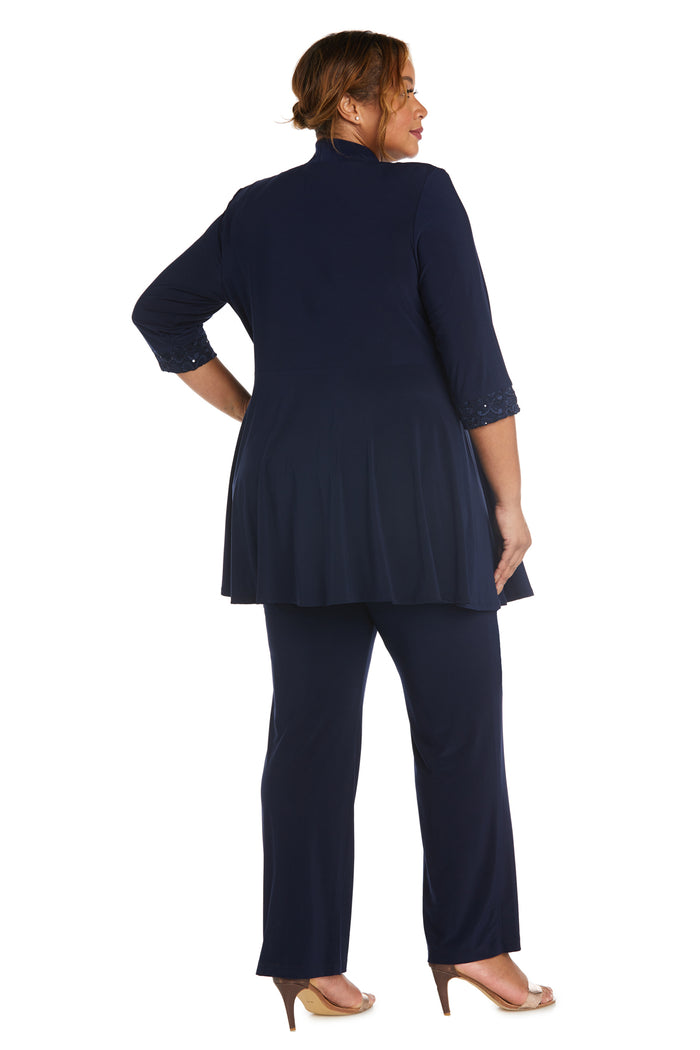 Lace and Sequin Pant Set with Matching Jacket - Plus