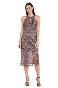 Lace Illusion High-Neck Midi Dress