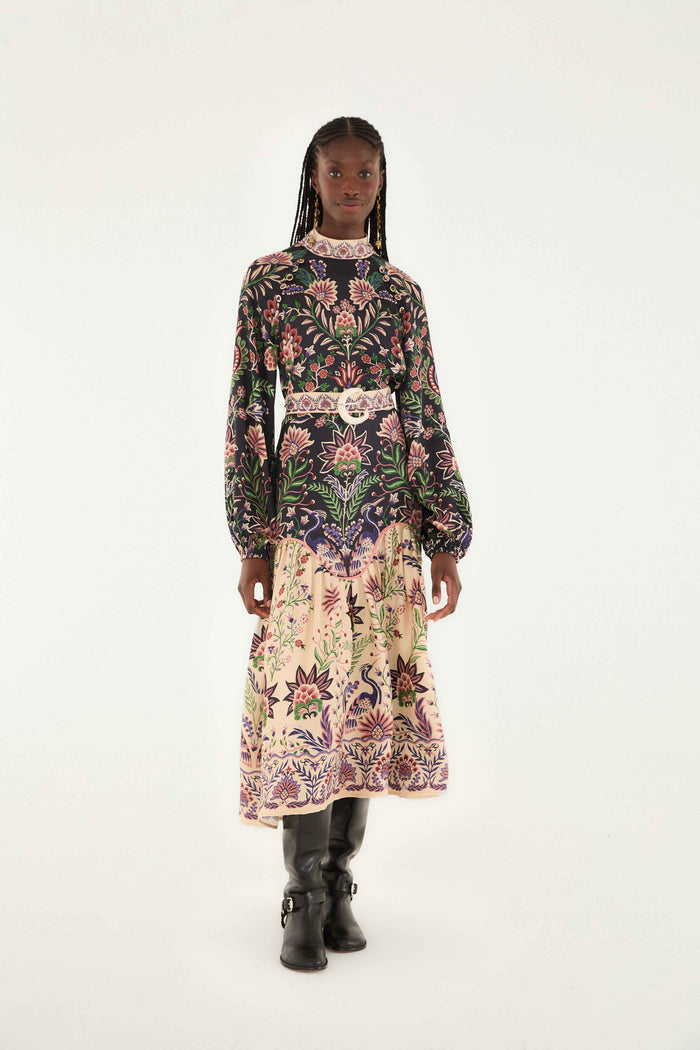 Marvelous Garden Black Midi Dress