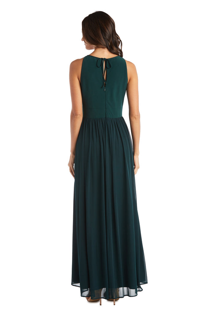 Maxi Dress with Keyhole Cutout, Halterneck and Flowing Skirt